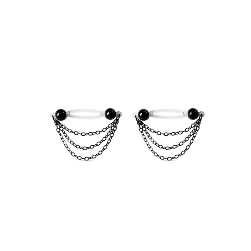 Black Beaded Adjustable Non-Piercing Nipple Rings - image 7