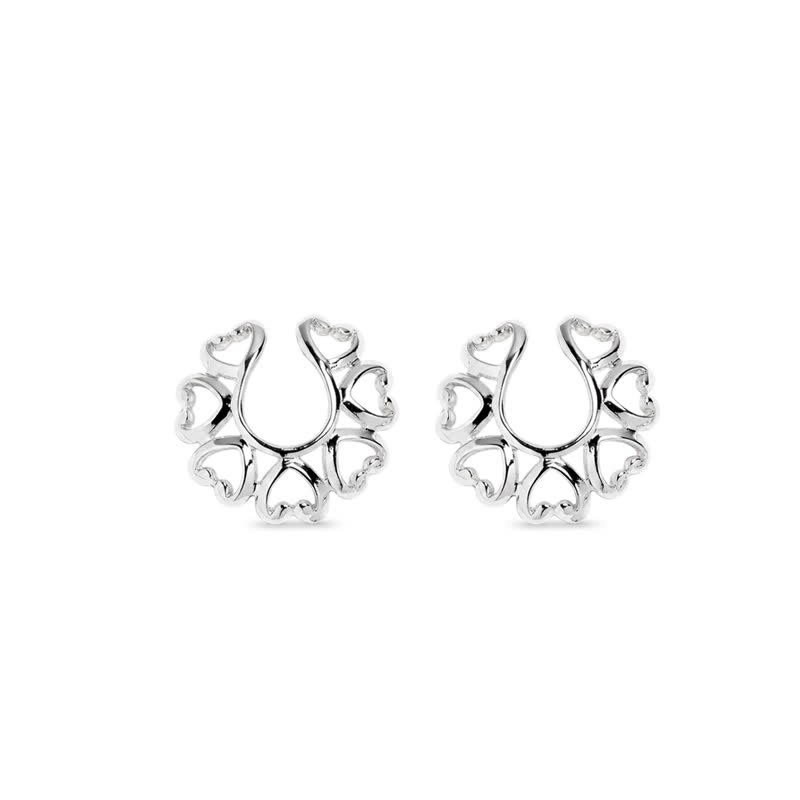Stainless Steel Hollow Heart Adjustable Non-Piercing Nipple Rings - Silver - One pair (2 pieces) - image 5