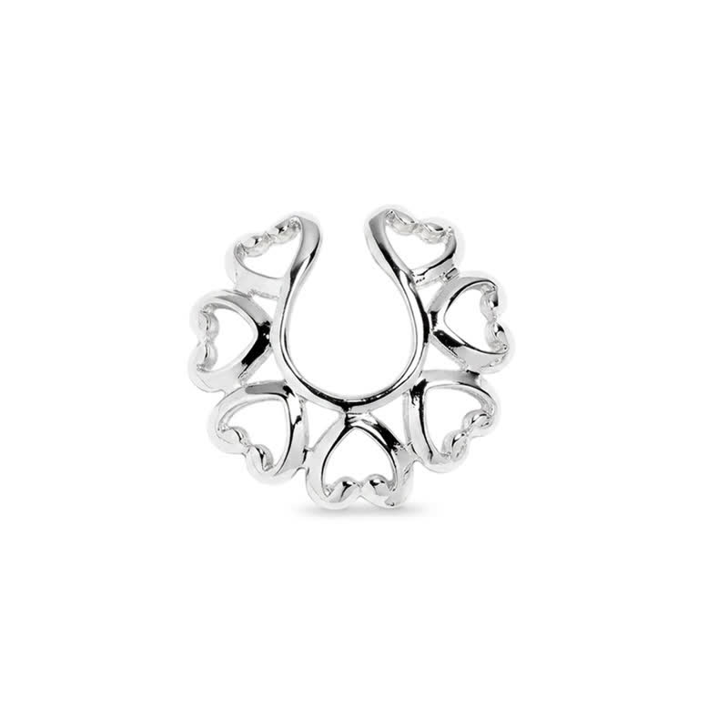 Stainless Steel Hollow Heart Adjustable Non-Piercing Nipple Rings - image 1