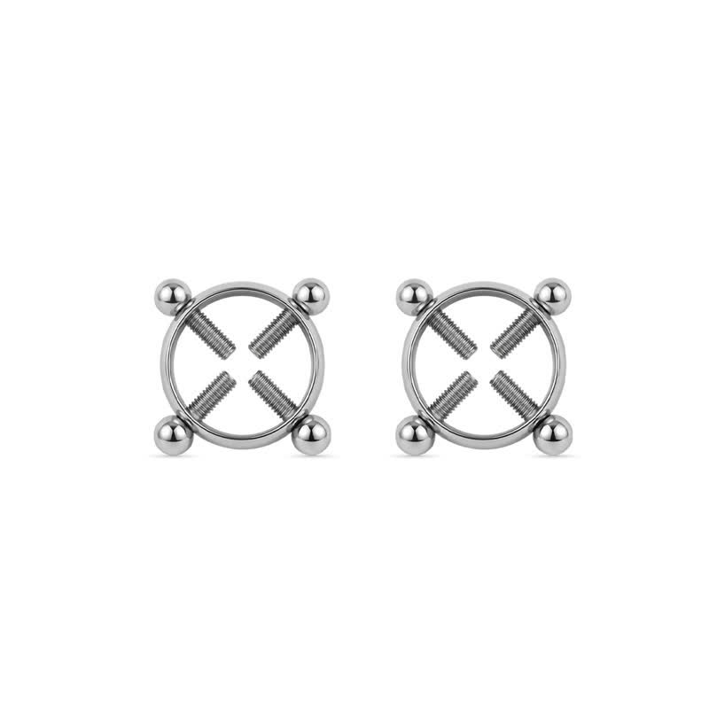 Adjustable Screw Clamp Nipple Rings - Silver - 2 pack (one pair) - image 4