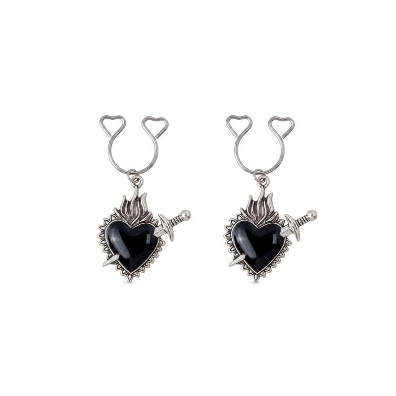 Heart Charm Adjustable Non-Piercing Nipple Rings - Black - 2 pack (one pair) - image 7