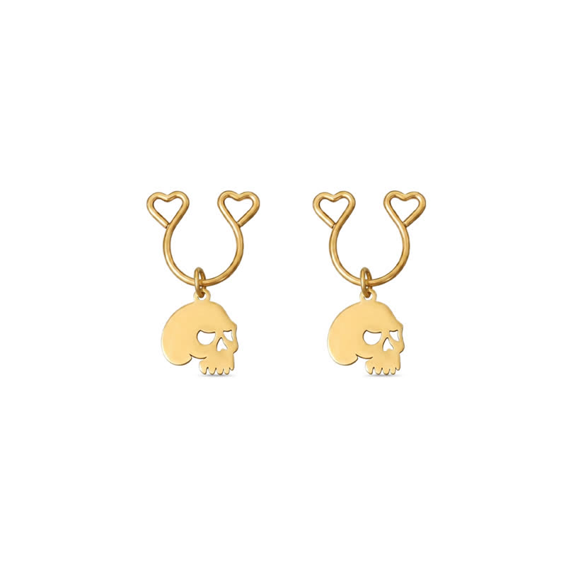 Gold Skull Heart Adjustable Non-Piercing Nipple Rings - Gold - 2 (a pair) - image 3