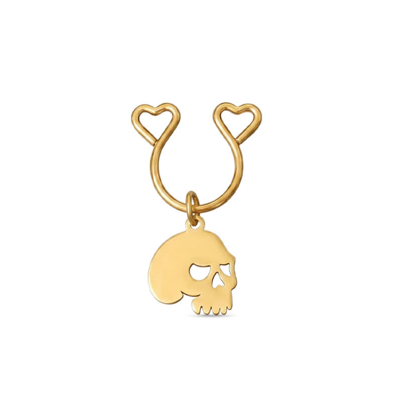 Gold Skull Heart Adjustable Non-Piercing Nipple Rings - image 1