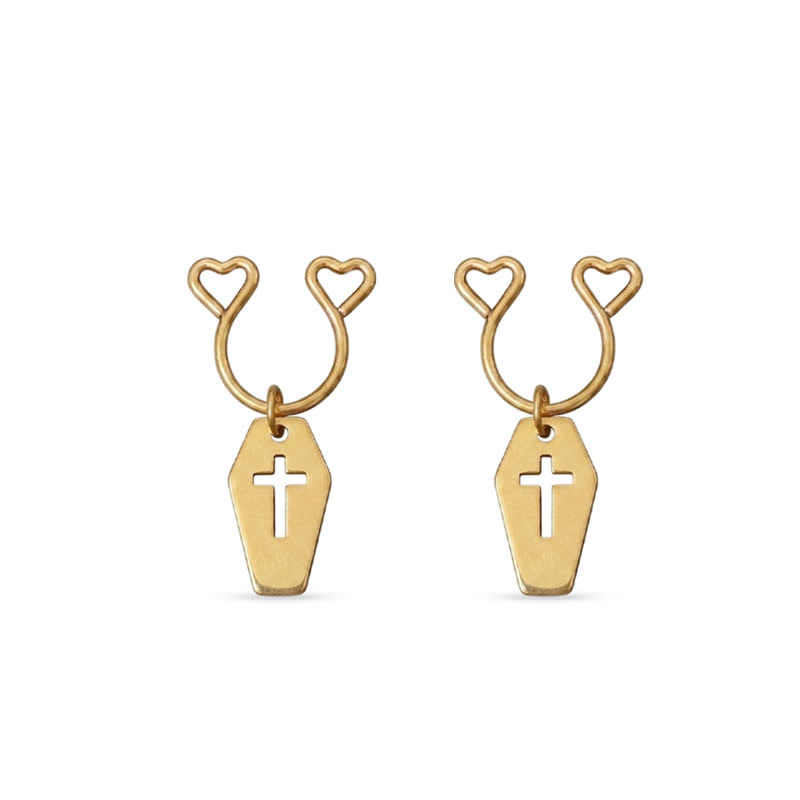Cross Coffin Heart Adjustable Non-Piercing Nipple Rings - Gold - 2 (a pair) - image 3