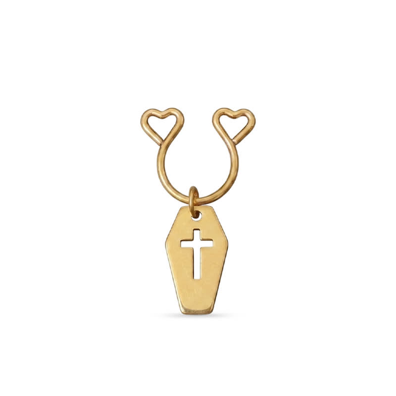 Cross Coffin Heart Adjustable Non-Piercing Nipple Rings - image 1