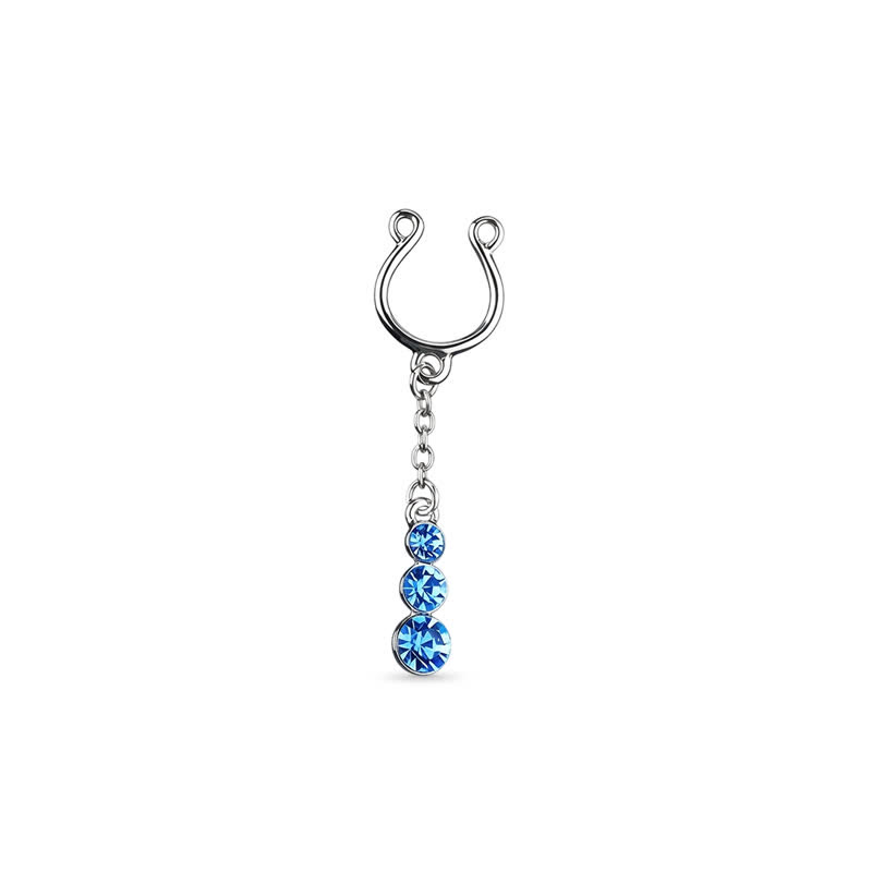 Blue Rhinestone Dangle Adjustable Non-Piercing Nipple Rings - image 1