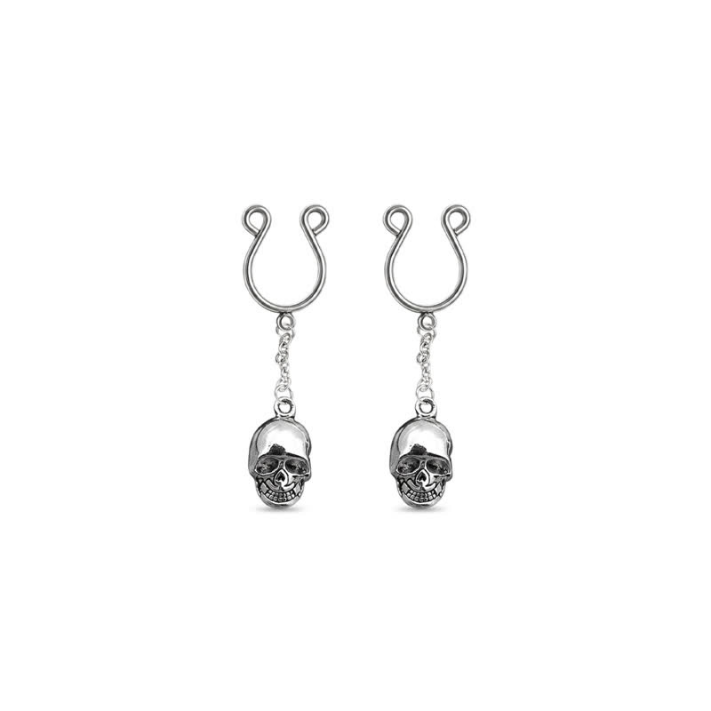 Skull Chain Adjustable Non-Piercing Nipple Rings - Silver - 2 pack (one pair) - image 5