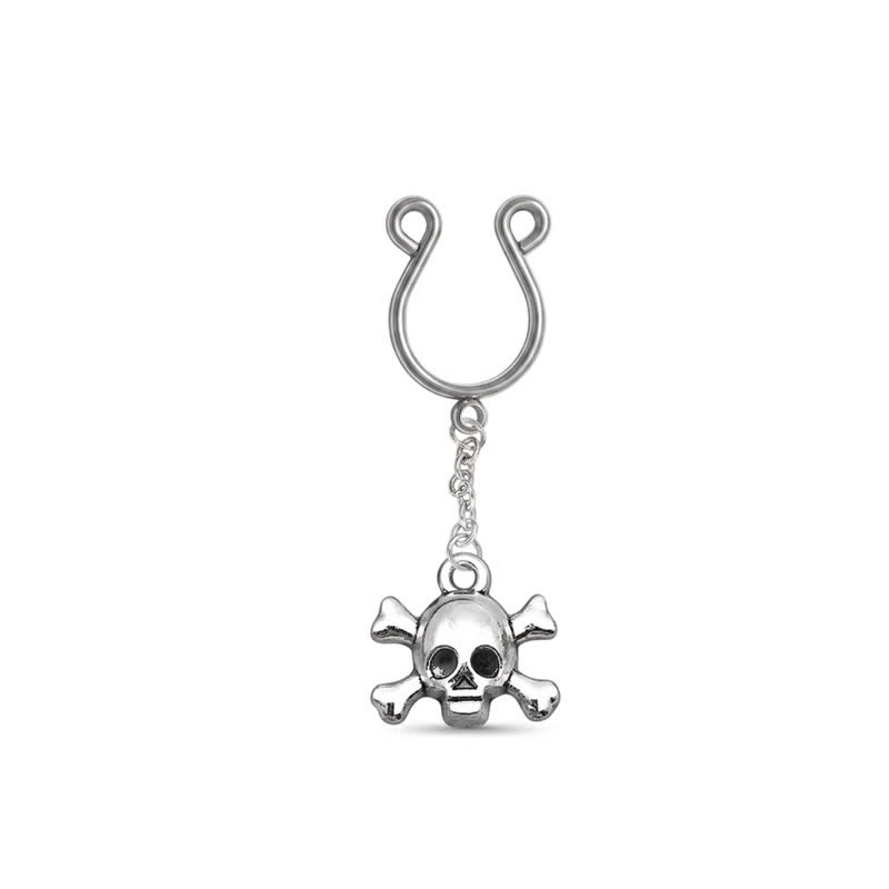 Skull Crossbones Chain Adjustable Non-Piercing Nipple Rings - image 1