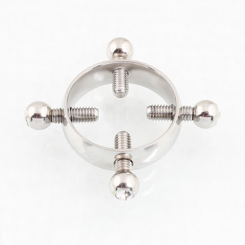 White Gem Adjustable Non-Piercing Nipple Rings - Silver - image 1