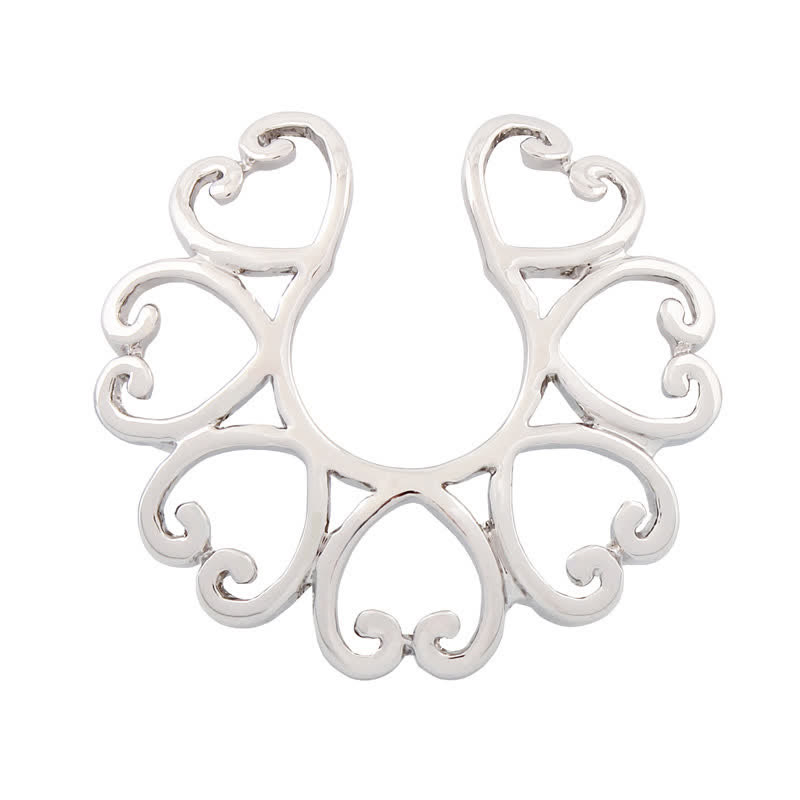 Heart Filigree Adjustable Non-Piercing Nipple Rings - Silver - image 1