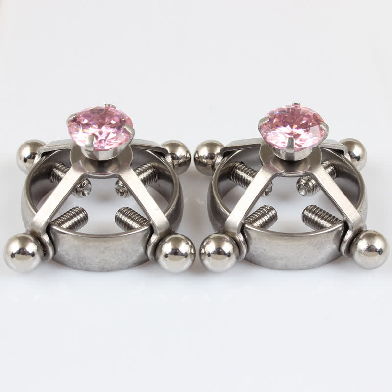 CZ Adjustable Non-Piercing Nipple Rings - Pink CZ - image 2