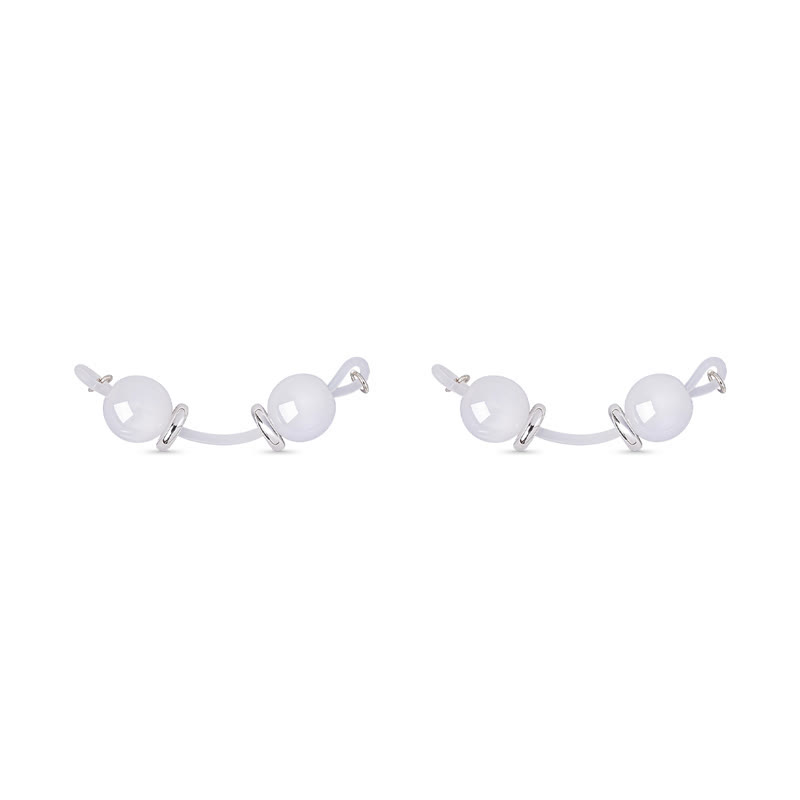 White Beaded Adjustable Non-Piercing Nipple Rings - White - 2 (a pair) - image 6