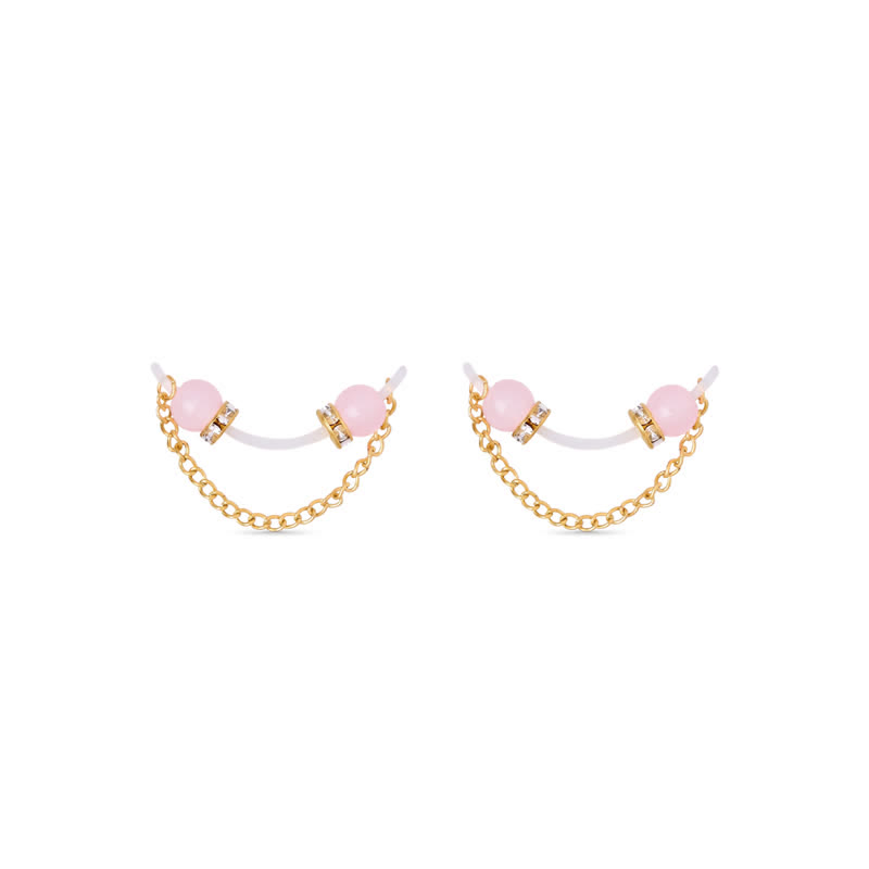 Glass Bead Twist Chain Adjustable Non-Piercing Nipple Rings - Pink - 2 pack (one pair) - image 7