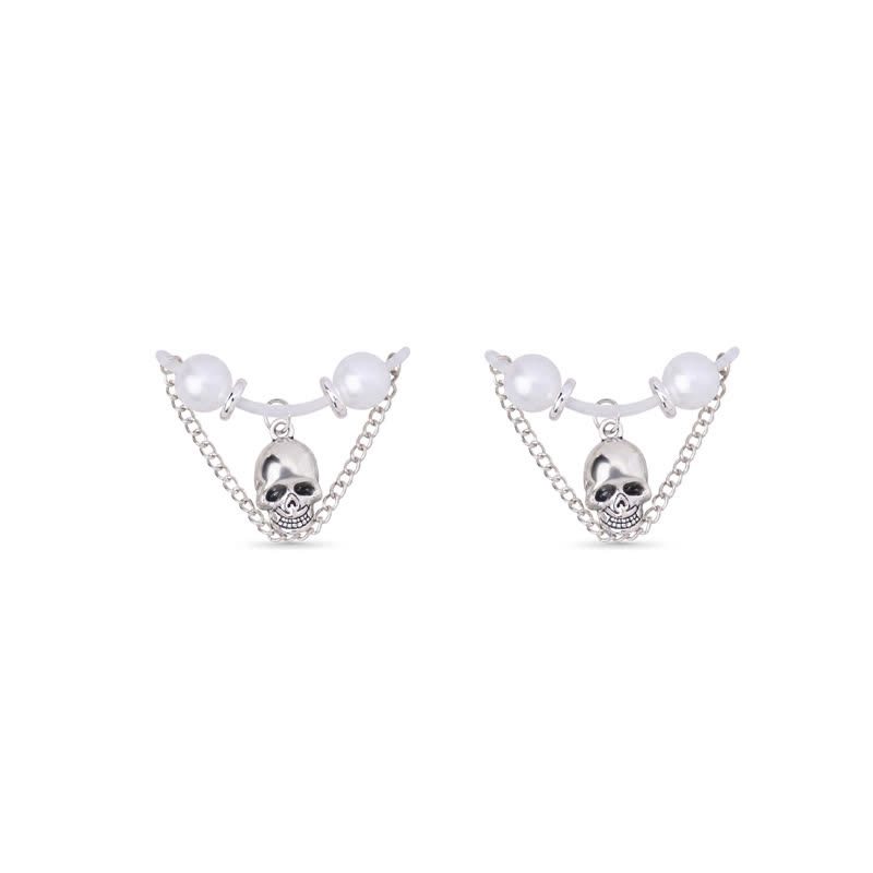 Pearl Skull Adjustable Non-Piercing Nipple Rings - Silver - 2 pack (one pair) - image 6