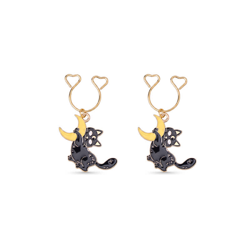 Cat Moon Charm Adjustable Non-Piercing Nipple Rings - Black - 2 pack (one pair) - image 4