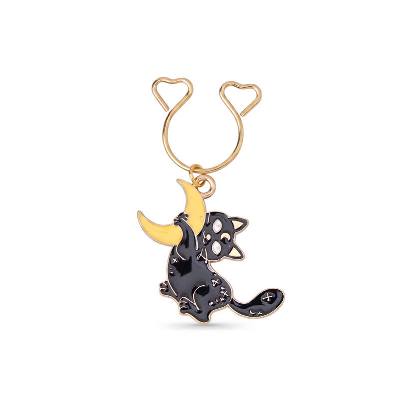 Cat Moon Charm Adjustable Non-Piercing Nipple Rings - image 1