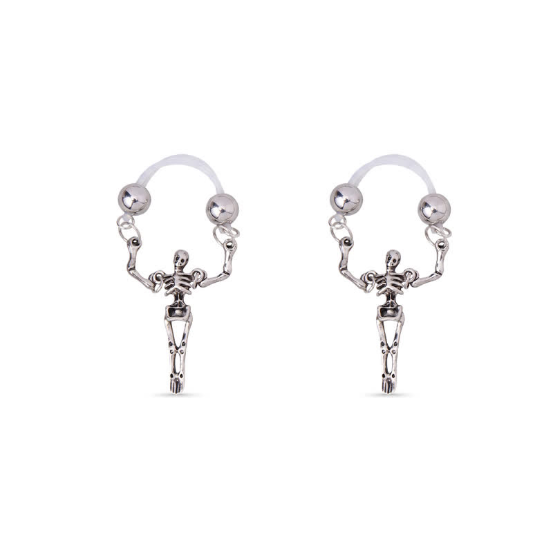 Skeleton Dangle Barbell Adjustable Non-Piercing Nipple Rings - image 2