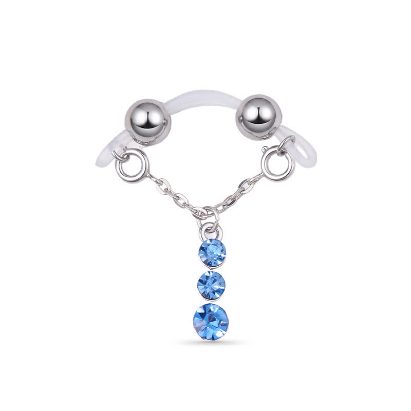 Blue Rhinestone Chain Barbell Adjustable Non-Piercing Nipple Rings - image 1