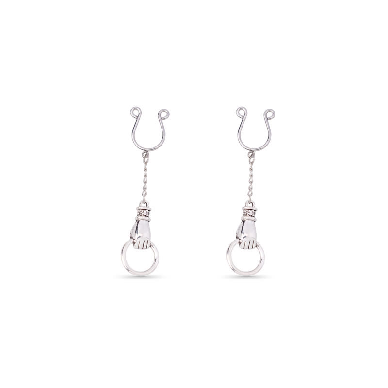 Silver Hoop Chain Clip-On Adjustable Non-Piercing Nipple Rings - Silver - 2 pack (one pair) - image 5