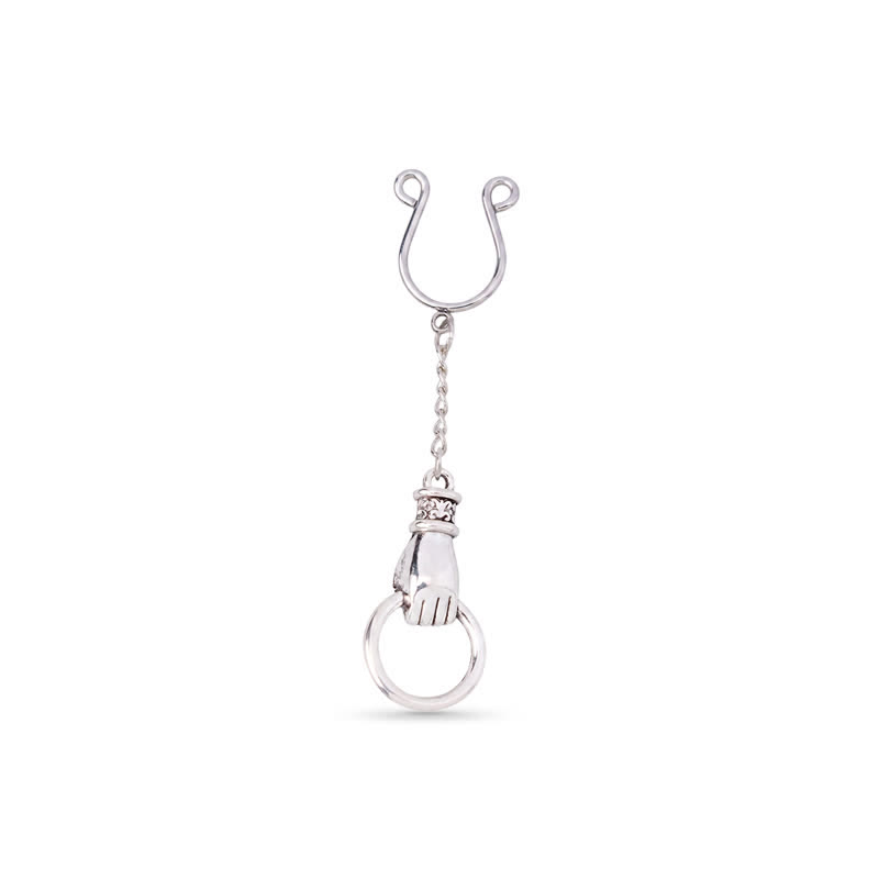 Silver Hoop Chain Clip-On Adjustable Non-Piercing Nipple Rings - image 1