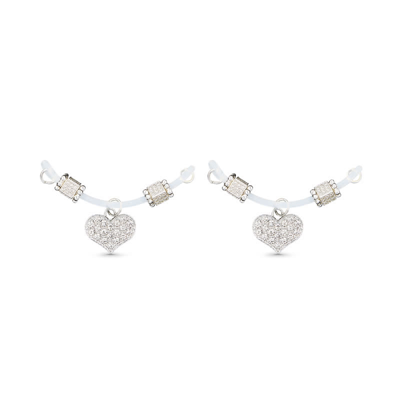 Rhinestone Heart Adjustable Non-Piercing Nipple Rings with Body Chain - Silver - Nipple Clamps - image 8