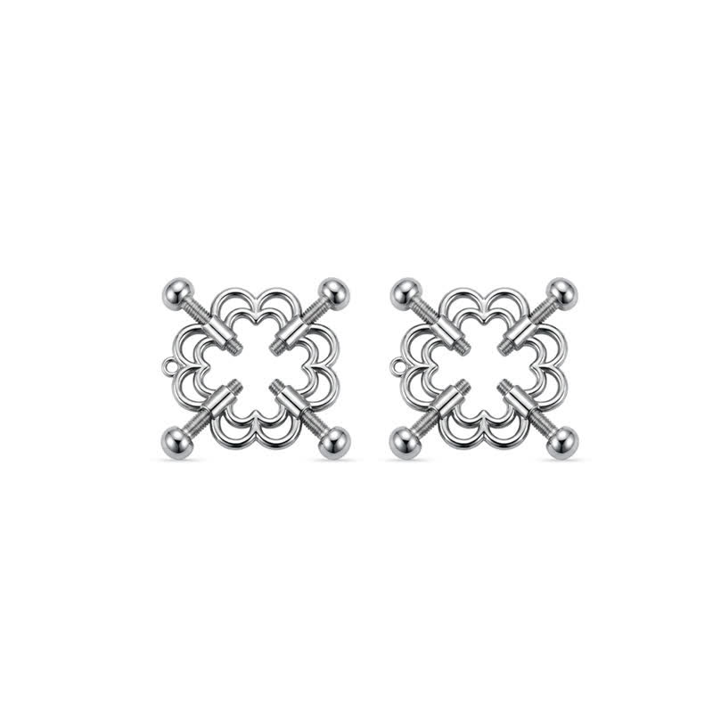 Metal Spring Adjustable Non-Piercing Nipple Rings - Silver - Flower Nipple Clamps - image 5