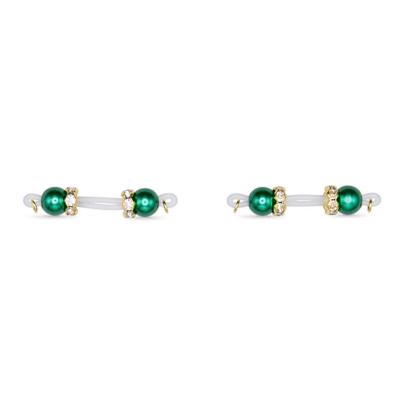 Beaded Rhinestone Silicone Adjustable Non-Piercing Nipple Rings - Green - 2 (a pair) - image 3