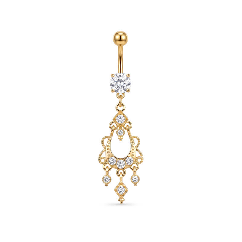 Rhinestone Fake Belly Button Ring - Gold - image 2
