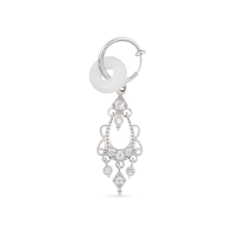 Rhinestone Fake Belly Button Ring - Silver - image 1