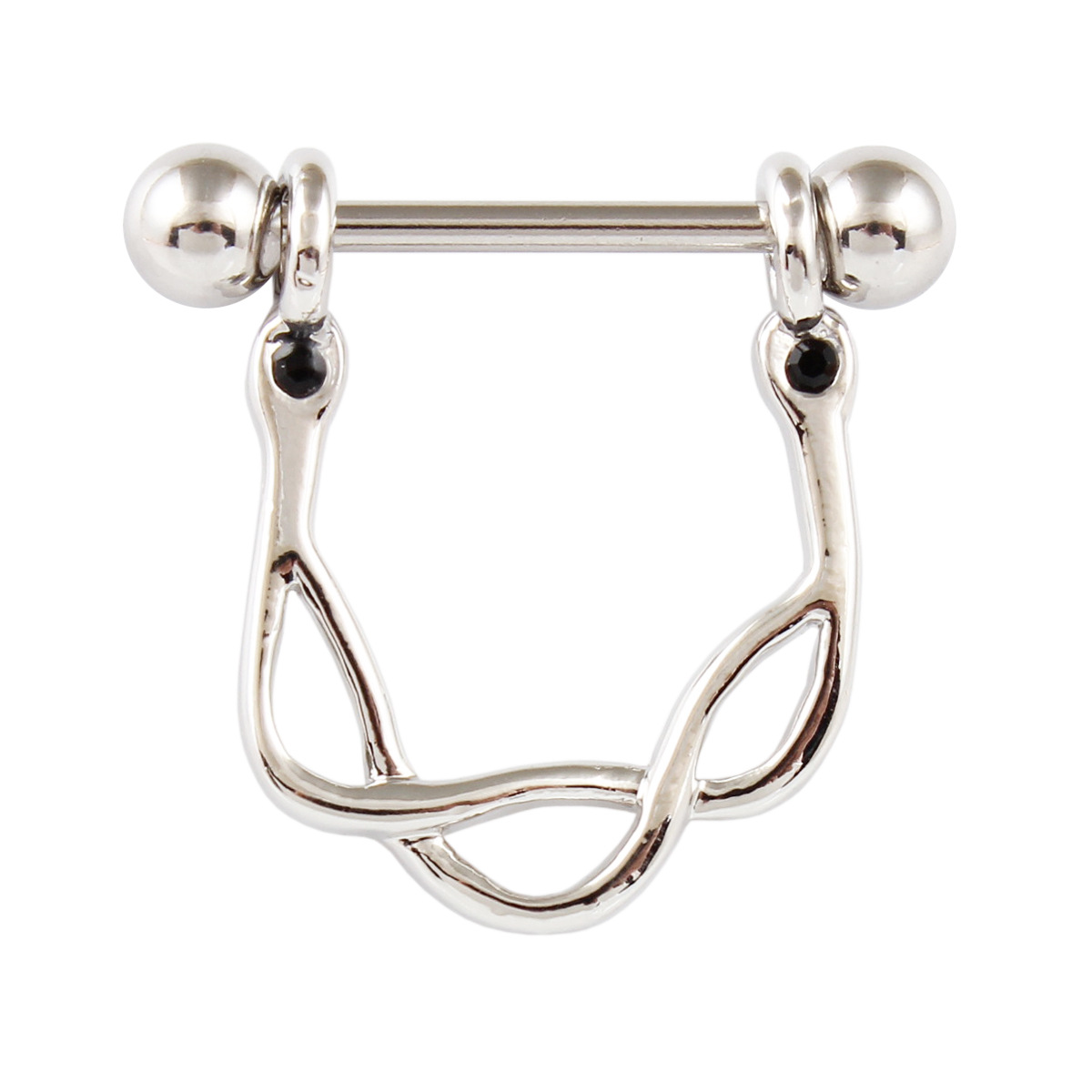 14G Steel Serpent Barbell Nipple Rings - image 1