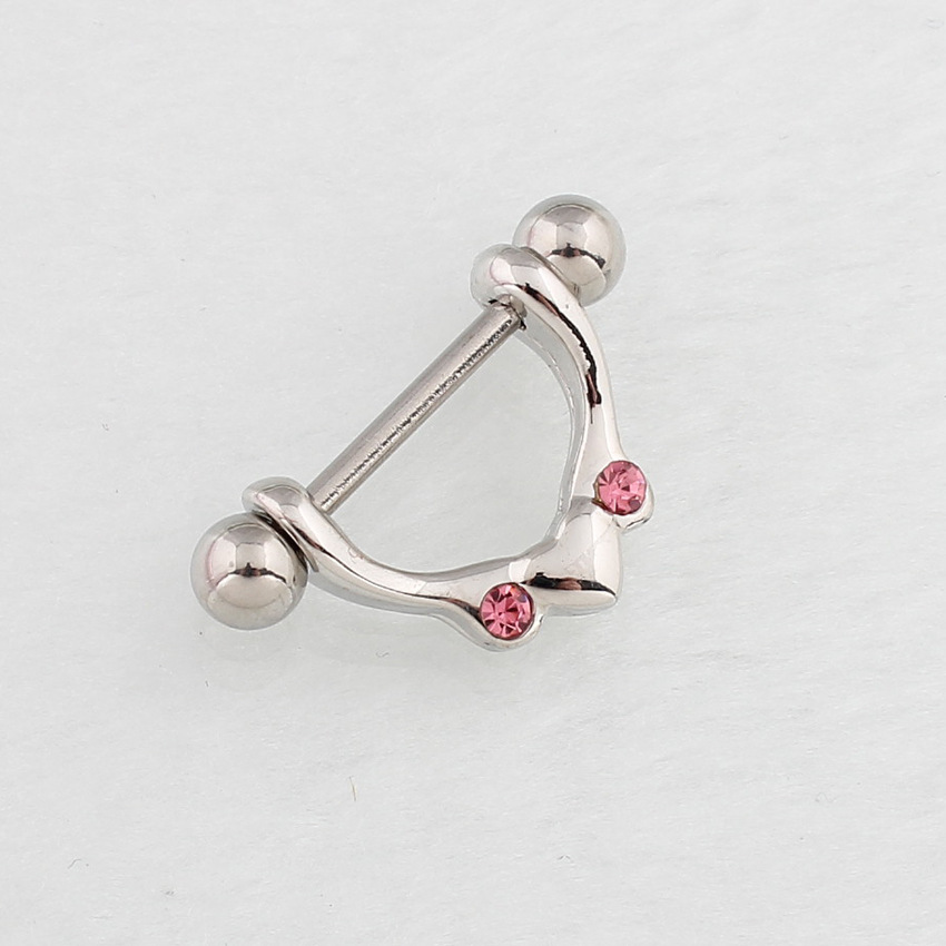 14G Pink Gem Barbell Nipple Rings - image 2