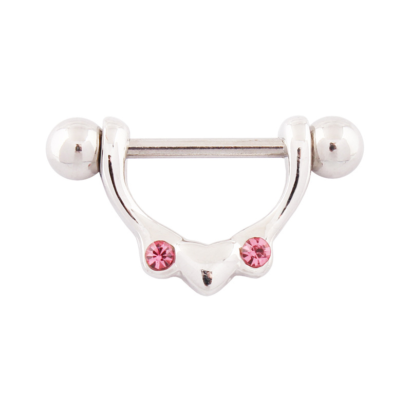 14G Pink Gem Barbell Nipple Rings - image 1