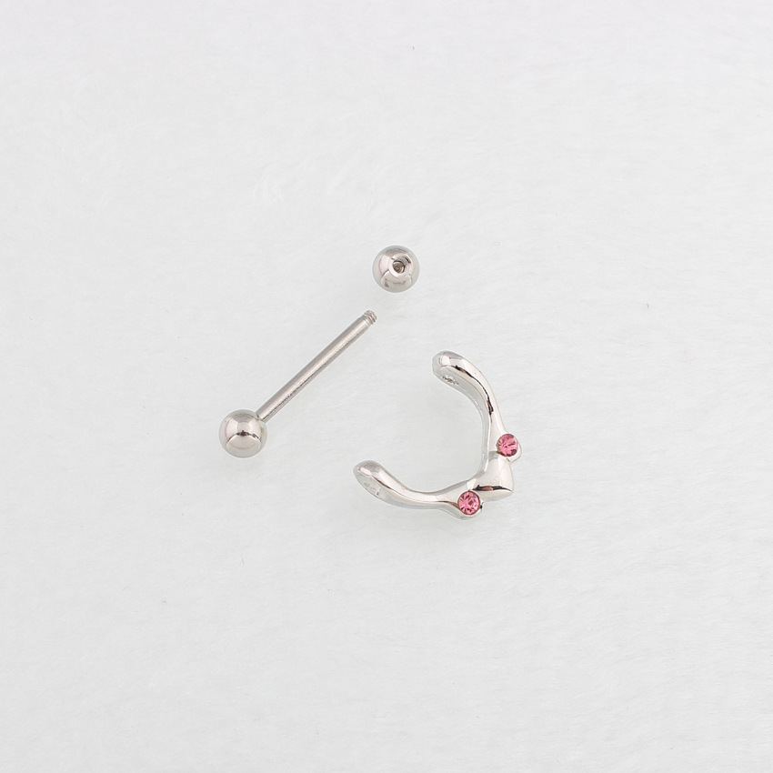 14G Pink Gem Barbell Nipple Rings - image 4