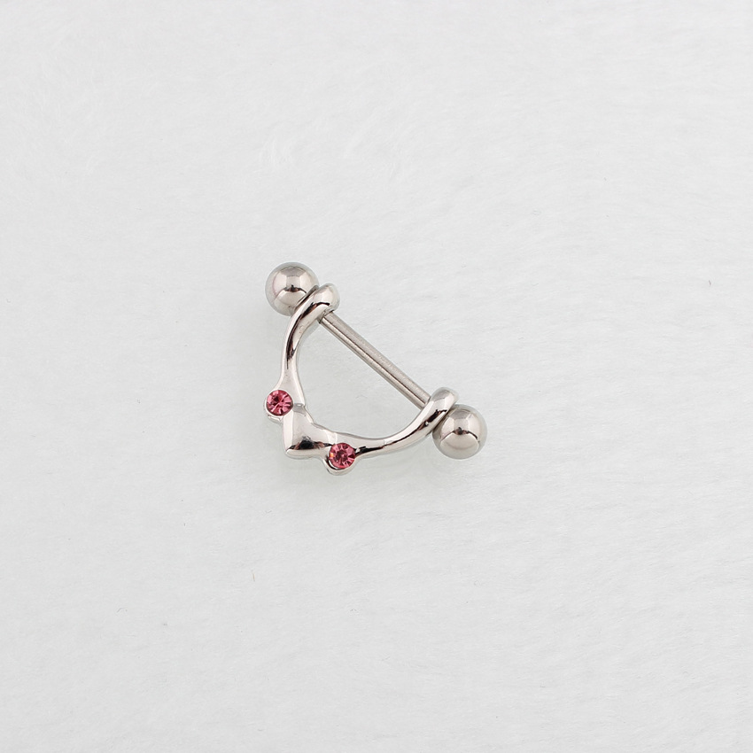 14G Pink Gem Barbell Nipple Rings - image 3