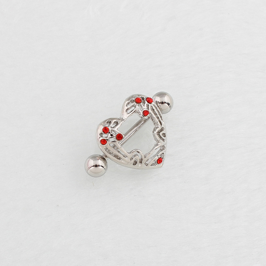 14G Crystal Heart Barbell Nipple Rings - image 3