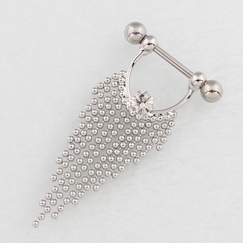 14G Crystal Tassel Barbell Nipple Rings - image 2
