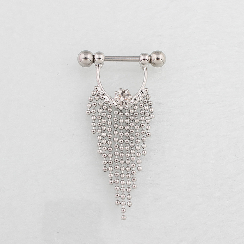 14G Crystal Tassel Barbell Nipple Rings - Silver - image 6