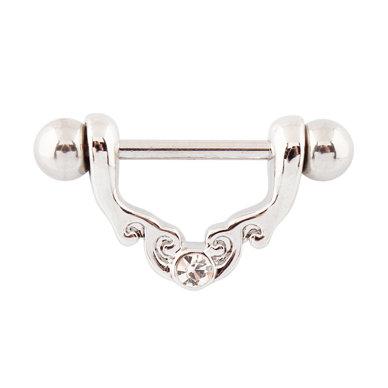 14G Crystal Scroll Dangle Barbell Nipple Rings - image 1