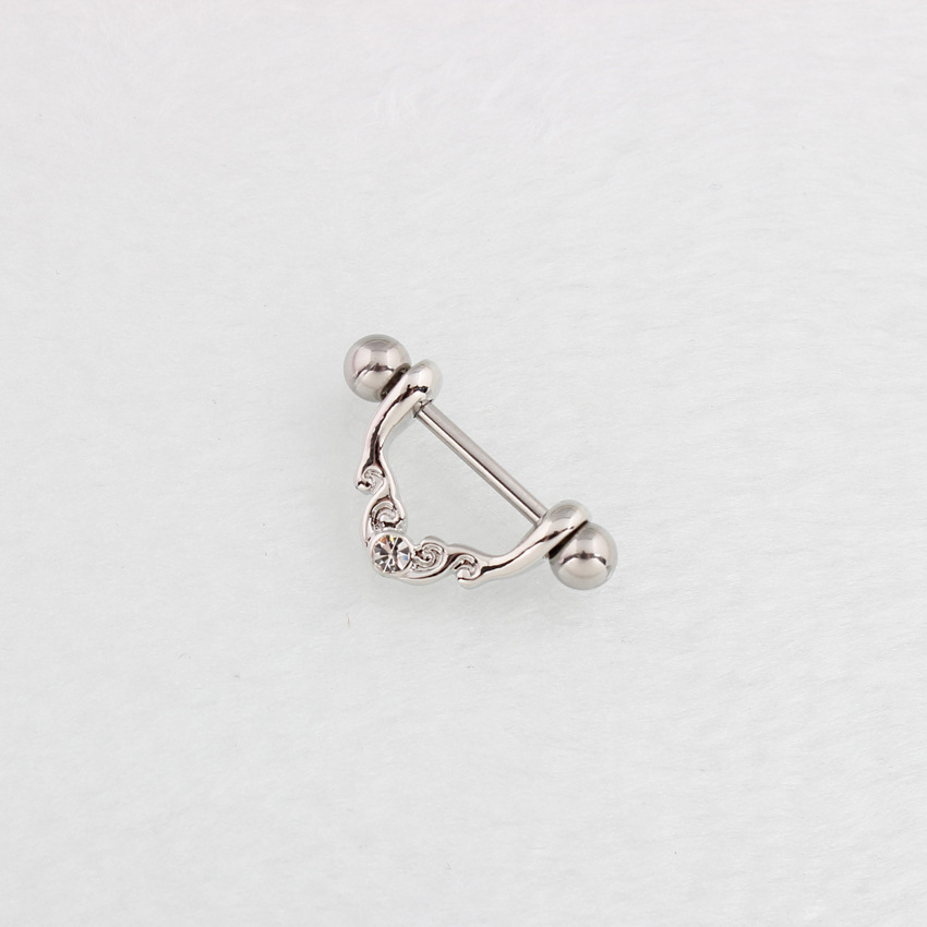 14G Crystal Scroll Dangle Barbell Nipple Rings - image 3