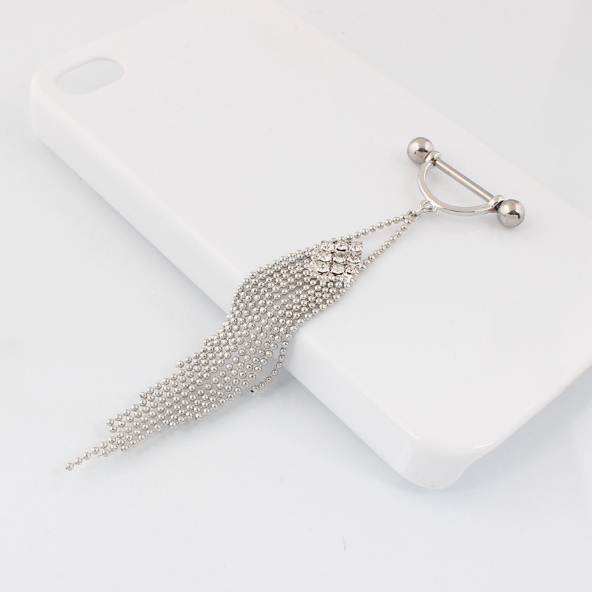 14G Crystal Dangle Tassel Barbell Nipple Rings - image 2
