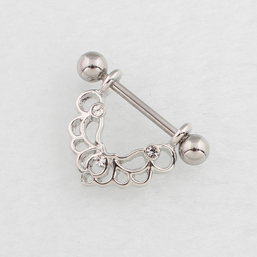 14G White CZ Blossom Barbell Nipple Rings - image 2