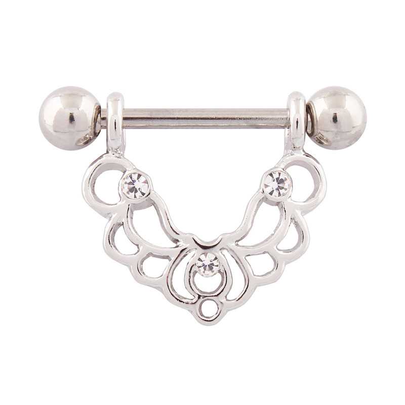 14G White CZ Blossom Barbell Nipple Rings - image 1