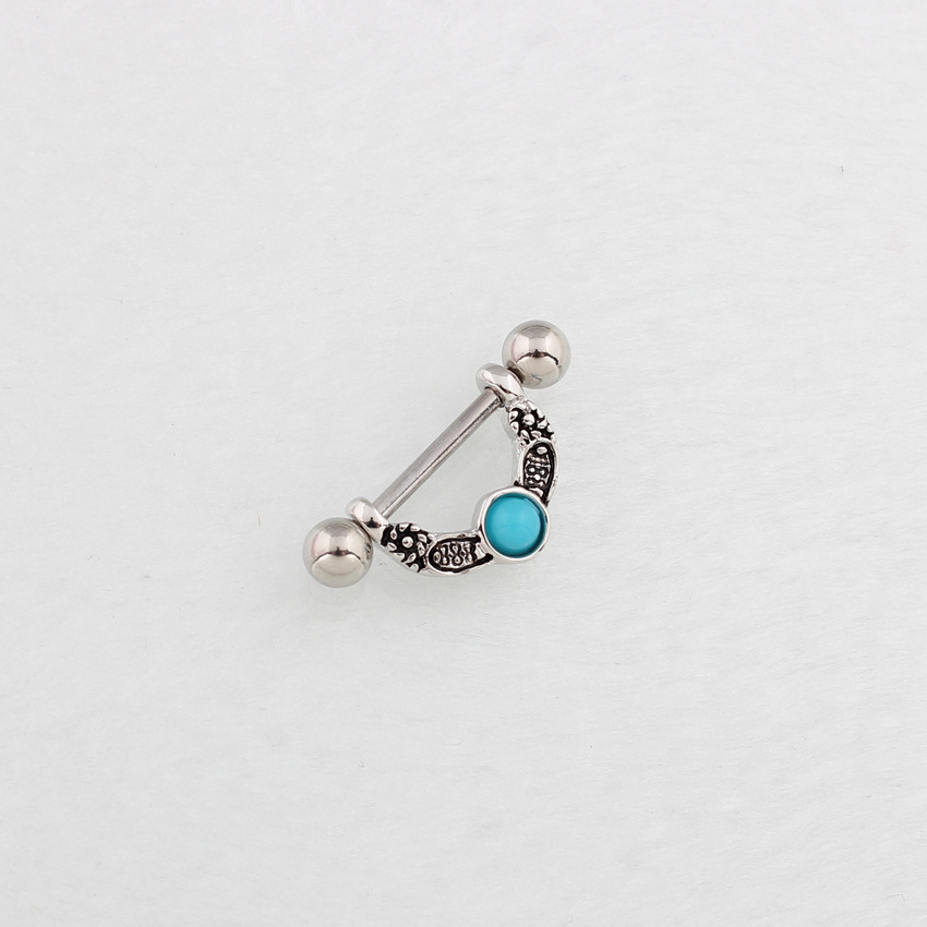 14G Aqua Gem Barbell Nipple Rings - image 2