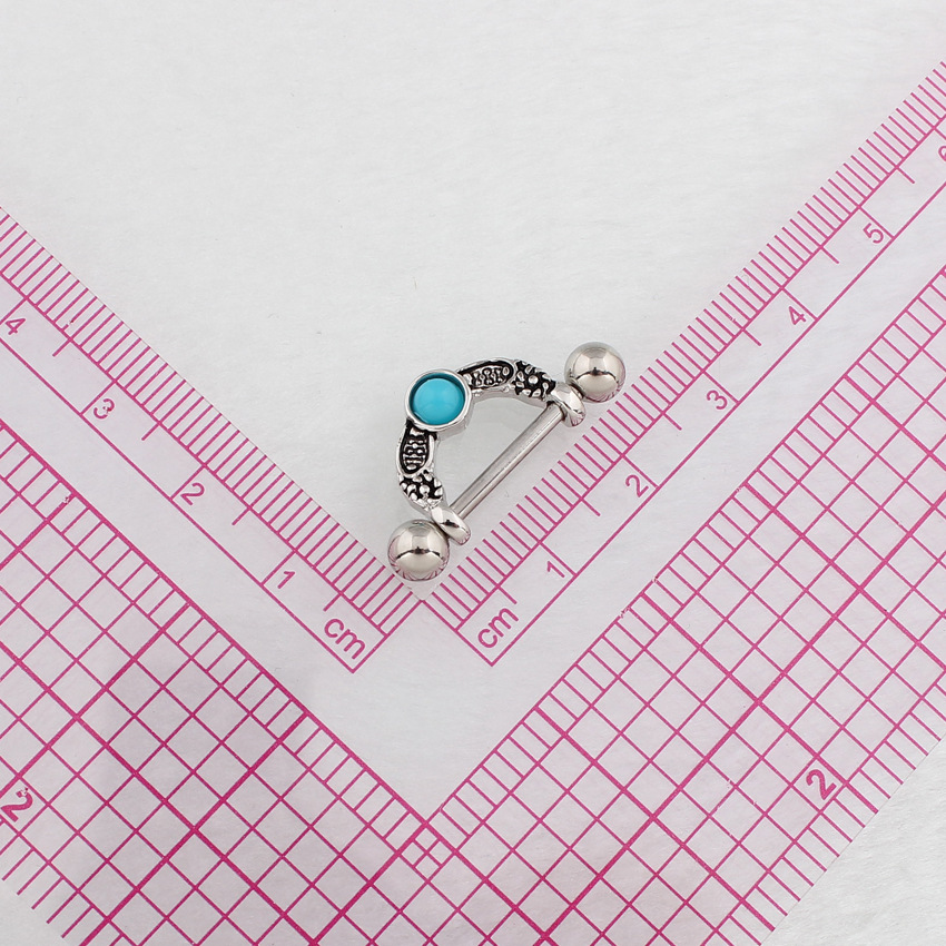 14G Aqua Gem Barbell Nipple Rings - image 5