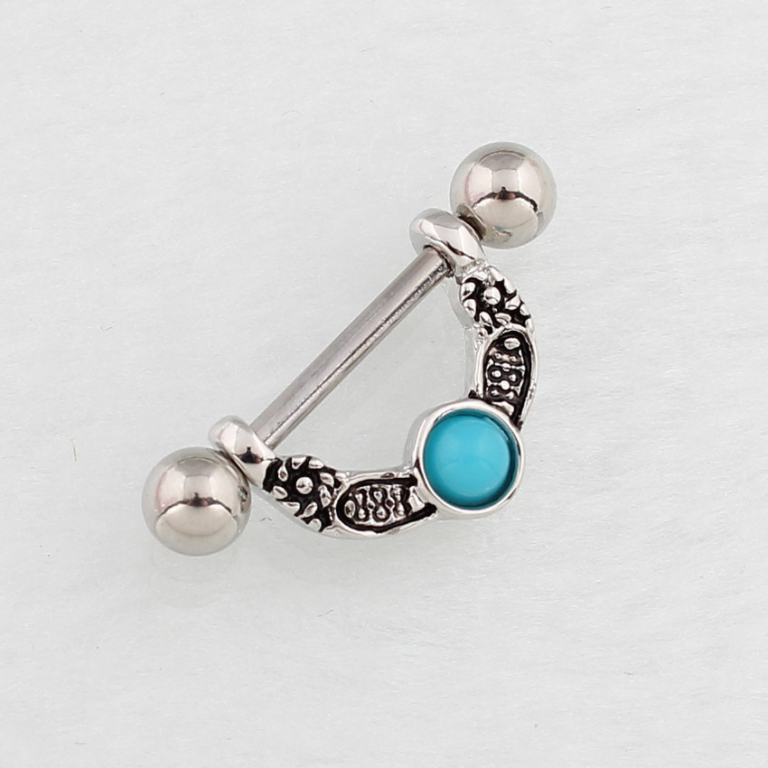 14G Aqua Gem Barbell Nipple Rings - Aqua - image 6