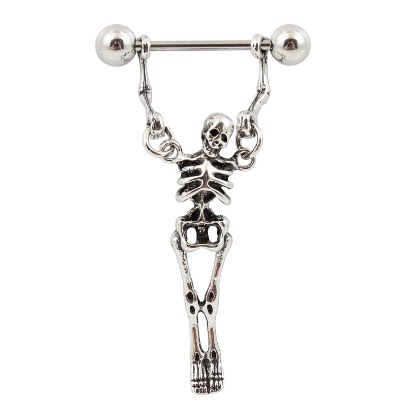 16G Gem Gothic Skull Barbell Nipple Rings - image 1