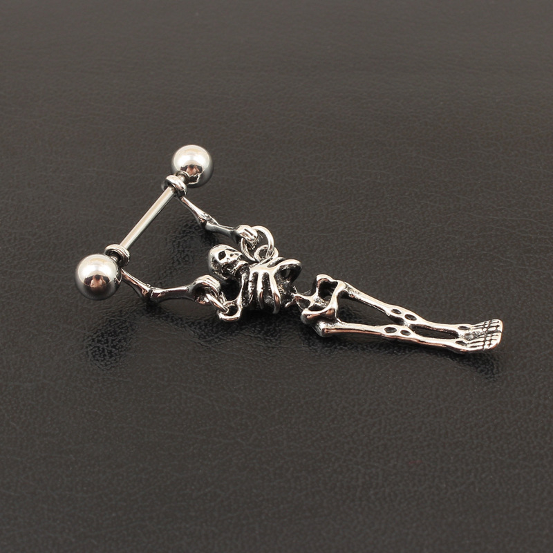 16G Gem Gothic Skull Barbell Nipple Rings - image 3