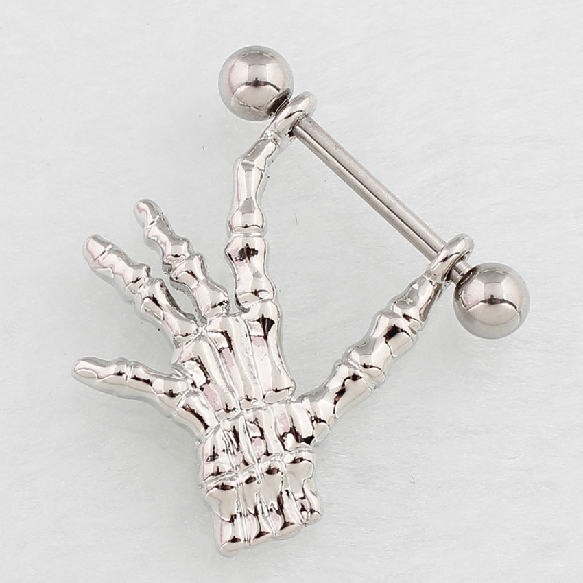 14G Gem Gothic Claw Barbell Nipple Rings - Silver - image 6