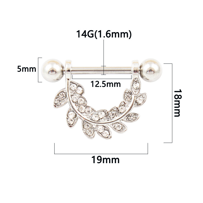 14G Crystal Leaf Barbell Nipple Rings - image 2