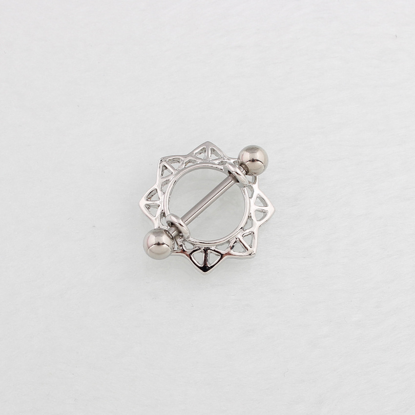 14G Gem Geometric Barbell Nipple Rings - image 2